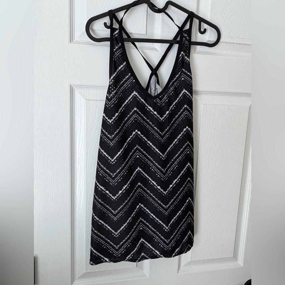 Athleta Black and White Patterned Tank Top